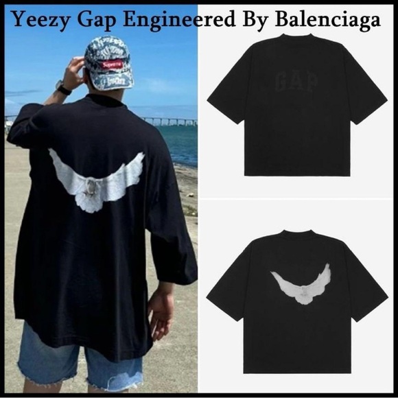 YEEZY × GAP ENGINEERED BY BALENCIAGA 53 DOVE 3/4 SLEEVE TEE ( OVERSIZED ) - Picture 3 of 16